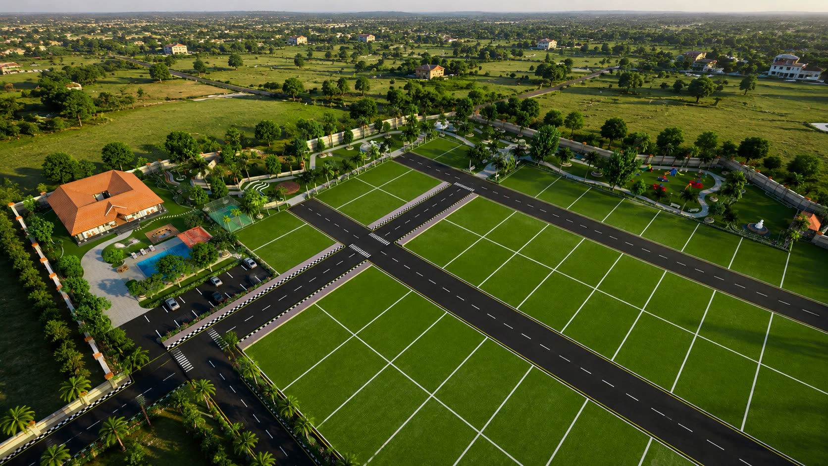 Lush green surroundings