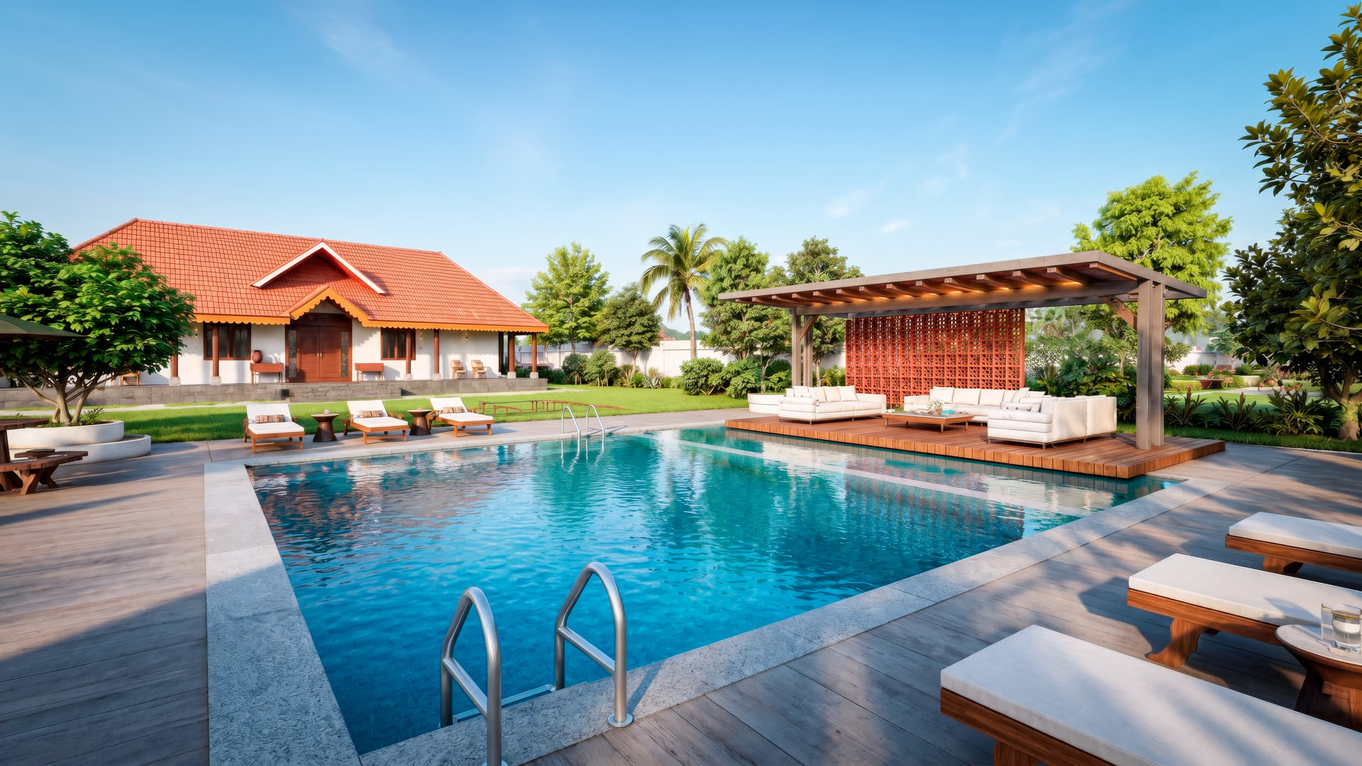 Pool and pergola lounge